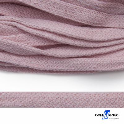 Шнур плетеный d-8 мм плоский, 70% хлопок 30% полиэстер, уп.85+/-1 м, цв.1019-св.розовый - купить в Магадане. Цена: 735 руб.