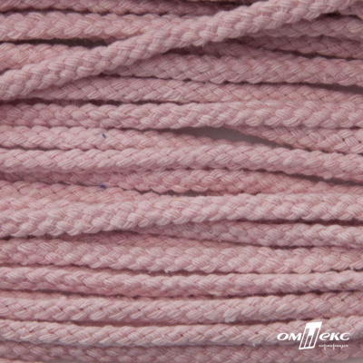 Шнур плетеный d-6 мм круглый, 70% хлопок 30% полиэстер, уп.90+/-1 м, цв.1087-розовый - купить в Магадане. Цена: 588 руб.