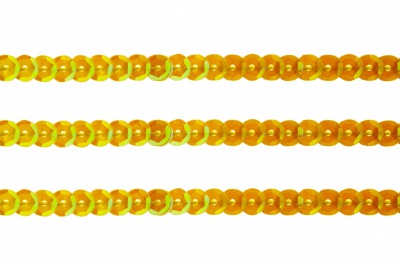 Пайетки "ОмТекс" на нитях, CREAM, 6 мм С / упак.73+/-1м, цв. 92 - золото - купить в Магадане. Цена: 484.77 руб.