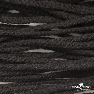 Шнур плетеный d-6 мм круглый, 70% хлопок 30% полиэстер, уп.90+/-1 м, цв.1078-черный - купить в Магадане. Цена: 588 руб.