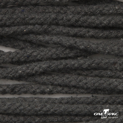 Шнур плетеный d-6 мм круглый, 70% хлопок 30% полиэстер, уп.90+/-1 м, цв.1088-т.серый - купить в Магадане. Цена: 594 руб.