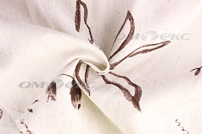 Портьерная ткань лен-печать "Розабель", С1 (молоко+венге), 280 см - купить в Магадане. Цена 707.11 руб.