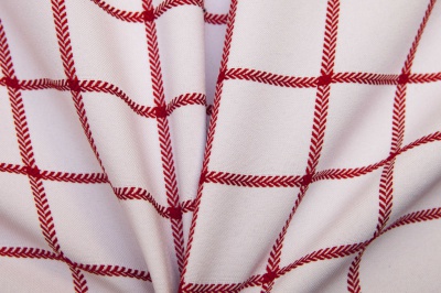 Скатертная ткань 25536/2007, 174 гр/м2, шир.150см, цвет белый/бордо - купить в Магадане. Цена 269.46 руб.