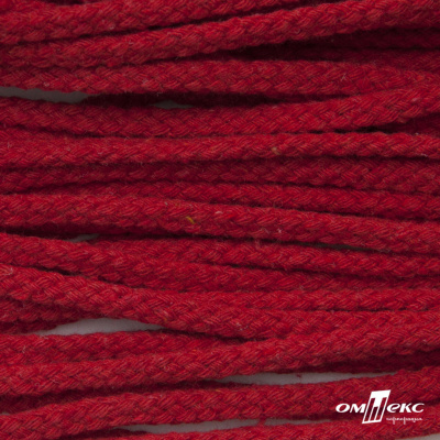Шнур плетеный d-6 мм, круглый 70% хлопок 30% полиэстер, уп.90+/-1 м, цв.1064-красный - купить в Магадане. Цена: 594 руб.