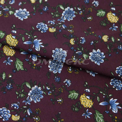 Плательная ткань "Фламенко" 4.1, 80 гр/м2, шир.150 см, принт растительный - купить в Магадане. Цена 259.21 руб.