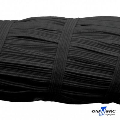 Резиновые нити с текстильным покрытием, шир. 6 мм (55 м/уп), цв.-черный - купить в Магадане. Цена: 210.75 руб.