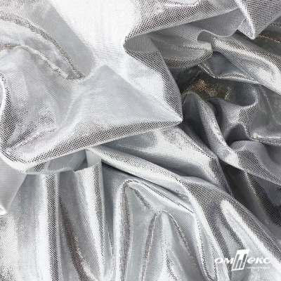 Трикотажное полотно голограмма, шир.140 см, #602 -белый/серебро - купить в Магадане. Цена 385.88 руб.
