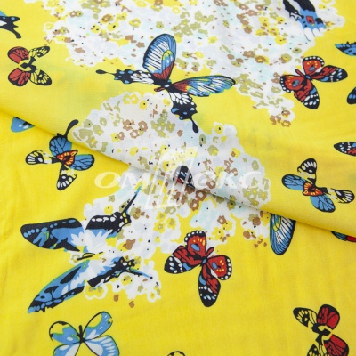 Плательная ткань "Софи" 7.2, 75 гр/м2, шир.150 см, принт бабочки - купить в Магадане. Цена 243.96 руб.