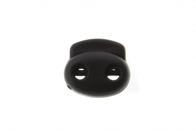 8049ТН Фиксатор пластиковый двухдырочный, 23х20 мм, цвет чёрный - купить в Магадане. Цена: 1.37 руб.