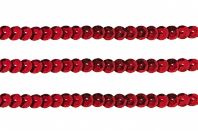 Пайетки "ОмТекс" на нитях, SILVER-BASE, 6 мм С / упак.73+/-1м, цв. 3 - красный - купить в Магадане. Цена: 468.37 руб.