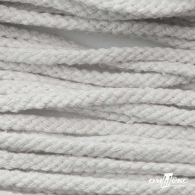 Шнур плетеный d-6 мм круглый, 70% хлопок 30% полиэстер, уп.90+/-1 м, цв.1076-белый - купить в Магадане. Цена: 588 руб.