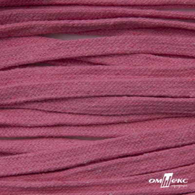 Шнур плетеный d-8 мм плоский, 70% хлопок 30% полиэстер, уп.85+/-1 м, цв.1029-розовый - купить в Магадане. Цена: 735 руб.