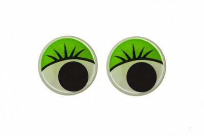 Глазки для игрушек, круглые, с бегающими зрачками, 15 мм/упак.50+/-2 шт, цв. -зеленый - купить в Магадане. Цена: 113.01 руб.