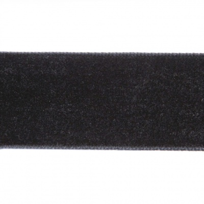 Лента бархатная нейлон, шир.25 мм, (упак. 45,7м), цв.03-черный - купить в Магадане. Цена: 800.84 руб.