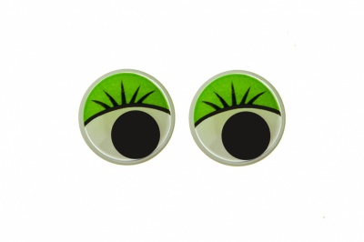 Глазки для игрушек, круглые, с бегающими зрачками, 12 мм/упак.50+/-2 шт, цв. -зеленый - купить в Магадане. Цена: 95.04 руб.