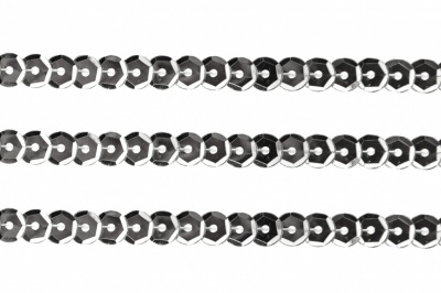 Пайетки "ОмТекс" на нитях, SILVER-BASE, 6 мм С / упак.73+/-1м, цв. 1 - серебро - купить в Магадане. Цена: 468.37 руб.