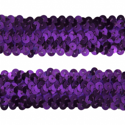 Тесьма с пайетками 12, шир. 30 мм/уп. 25+/-1 м, цвет фиолет - купить в Магадане. Цена: 1 098.48 руб.