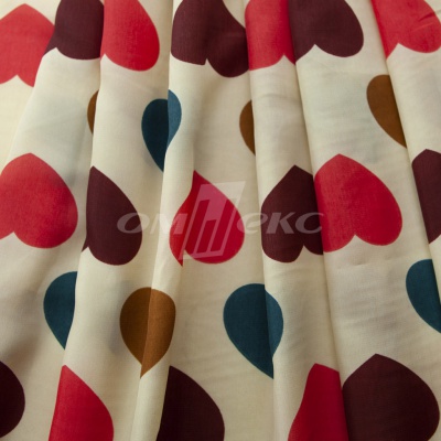 Плательная ткань "Софи" 21.1, 75 гр/м2, шир.150 см, принт сердечки - купить в Магадане. Цена 241.49 руб.
