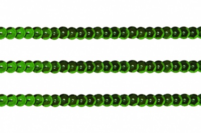 Пайетки "ОмТекс" на нитях, SILVER-BASE, 6 мм С / упак.73+/-1м, цв. 4 - зеленый - купить в Магадане. Цена: 484.77 руб.