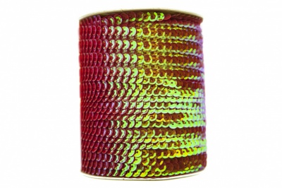 Пайетки "ОмТекс" на нитях, CREAM, 6 мм С / упак.73+/-1м, цв. 96 - красный - купить в Магадане. Цена: 484.77 руб.