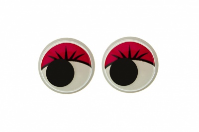 Глазки для игрушек, круглые, с бегающими зрачками, 12 мм/упак.50+/-2 шт, цв. -красный - купить в Магадане. Цена: 95.04 руб.