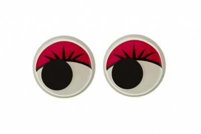Глазки для игрушек, круглые, с бегающими зрачками, 15 мм/упак.50+/-2 шт, цв. -красный - купить в Магадане. Цена: 113.01 руб.